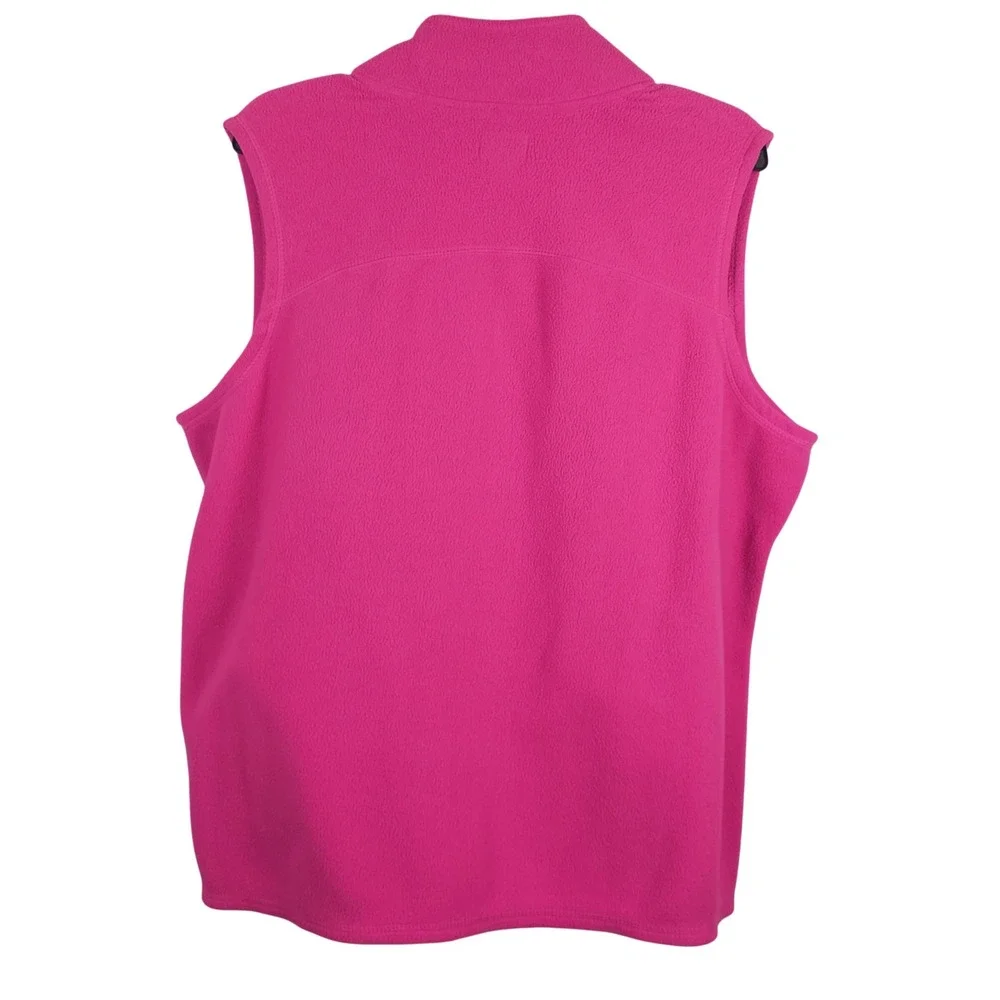 Womens 1X Hot Pink Fleece Zip Up Vest Sleeveless‎ Pocket Casual Layer Outdoors - Picture 2 of 12